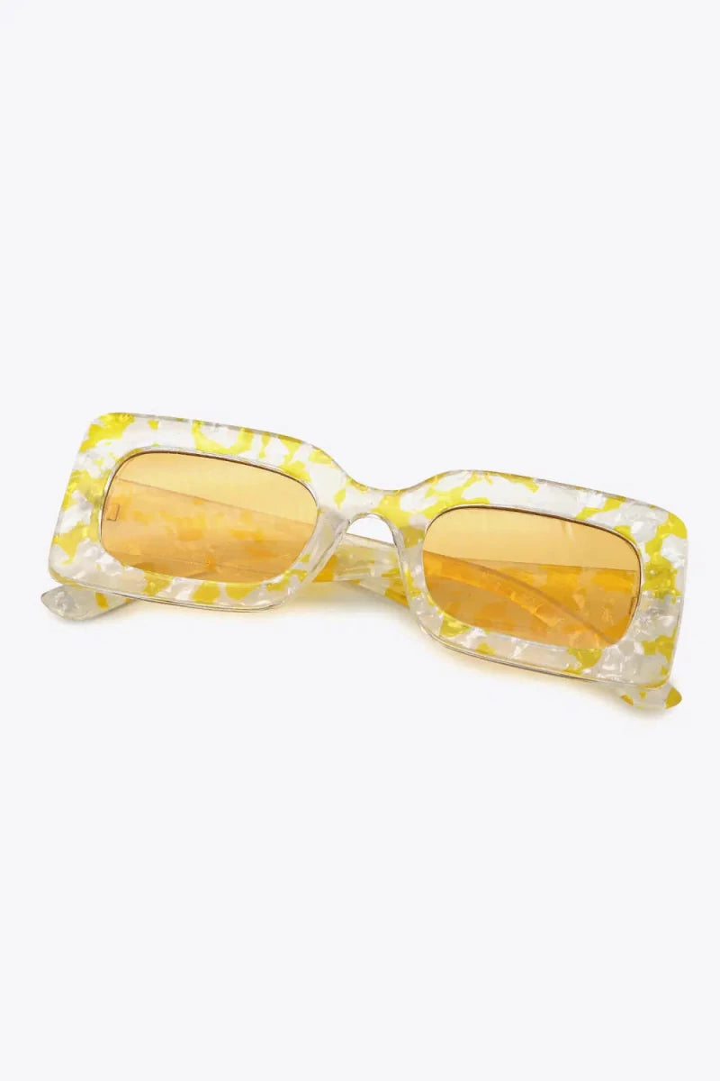 Tortoiseshell Rectangle Polycarbonate Sunglasses - Lustreve