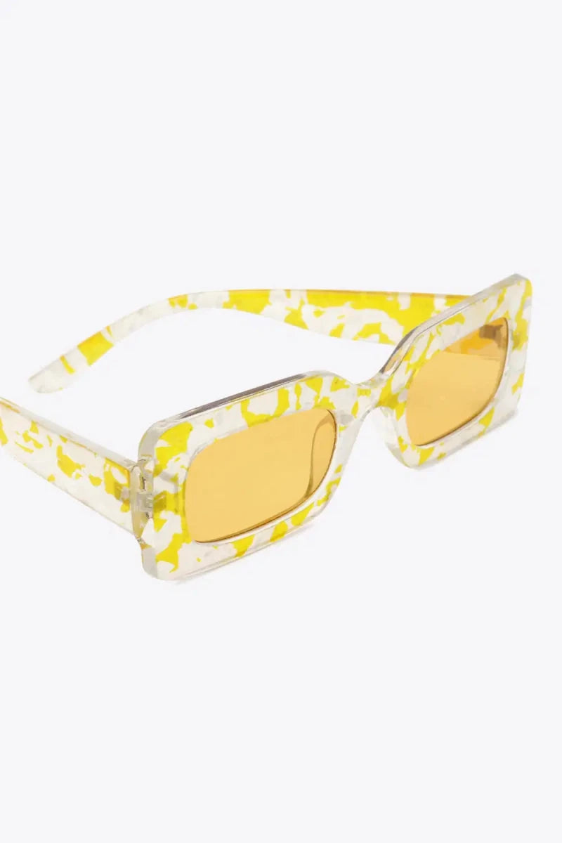 Tortoiseshell Rectangle Polycarbonate Sunglasses - Lustreve