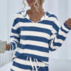 Two Pieces Striped Pajama Oversized Long Sleeves Set - Lustreve