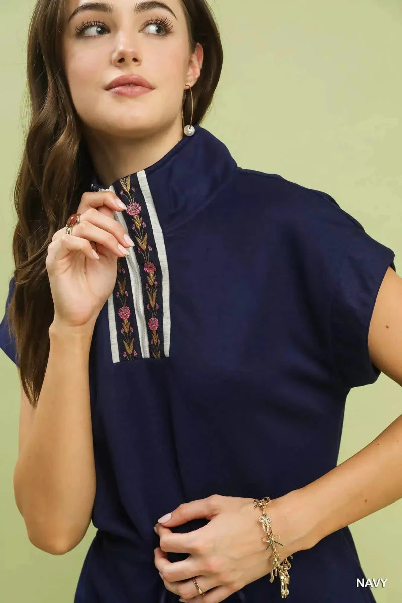Umgee Dolman Sleeve Zip Detail Dress - Lustreve