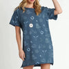 Umgee Full Size French Terry Short Sleeve Round Neck Dress Plus Size - Lustreve