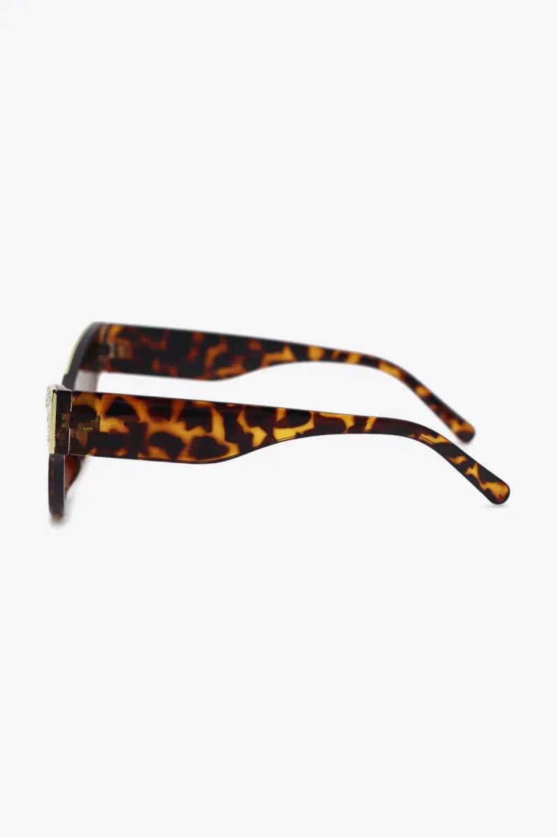 UV400 Rhinestone Trim Cat - Eye Sunglasses - Lustreve
