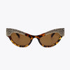 UV400 Rhinestone Trim Cat - Eye Sunglasses - Lustreve