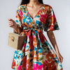 Vacation Primrose Painted - Florals Wrap Mini Dress - Lustreve