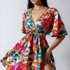 Vacation Primrose Painted - Florals Wrap Mini Dress - Lustreve