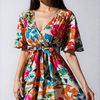 Vacation Primrose Painted - Florals Wrap Mini Dress - Lustreve