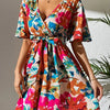Vacation Primrose Painted - Florals Wrap Mini Dress - Lustreve
