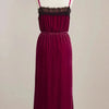 Velvet Cami Lounge Dress with Lace Trim - Lustreve