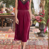 Velvet Cami Lounge Dress with Lace Trim - Lustreve