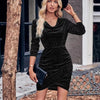Velvet Vows Maeve Ruched Cowl - Neck Mini Dress - Lustreve