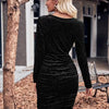 Velvet Vows Maeve Ruched Cowl - Neck Mini Dress - Lustreve