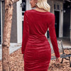 Velvet Vows Maeve Ruched Cowl - Neck Mini Dress - Lustreve