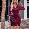 Velvet Vows Maeve Ruched Cowl - Neck Mini Dress - Lustreve
