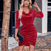 Velvet Vows Maeve Ruched Cowl - Neck Mini Dress - Lustreve