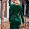 Velvet Vows Maeve Ruched Cowl - Neck Mini Dress - Lustreve