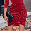 Velvet Vows Maeve Ruched Cowl - Neck Mini Dress - Lustreve