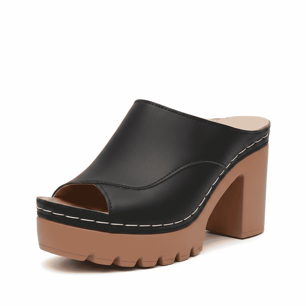 Downtown Diva Chunky Mule Heels