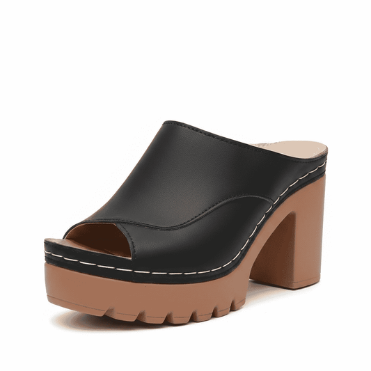 Downtown Diva Chunky Mule Heels
