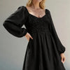 Whispered Promises Smocked Mini Dress – Black - Lustreve