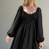Whispered Promises Smocked Mini Dress – Black - Lustreve