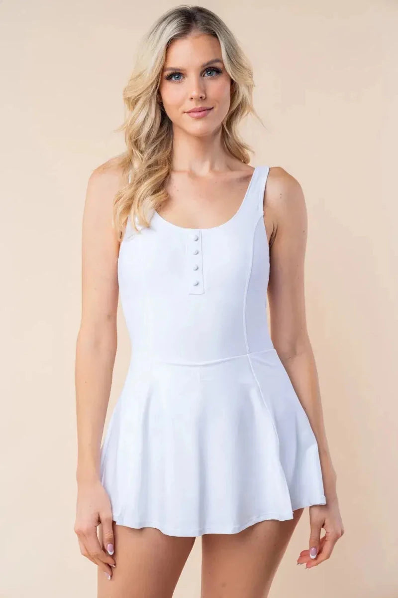 White Birch Sleeveless Performance Knit Swim Dress - Lustreve