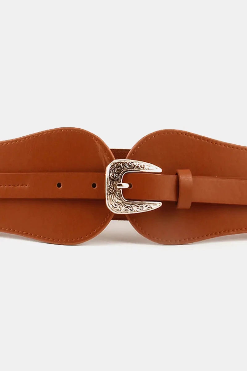 Wide Elastic Belt with Alloy Buckle - Lustreve
