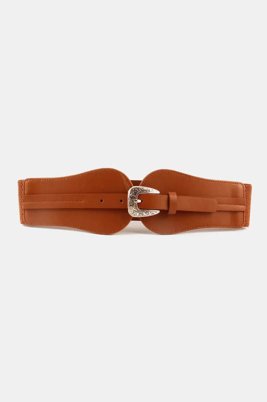 Wide Elastic Belt with Alloy Buckle - Lustreve