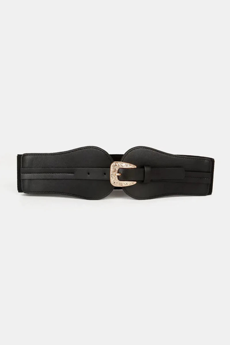 Wide Elastic Belt with Alloy Buckle - Lustreve