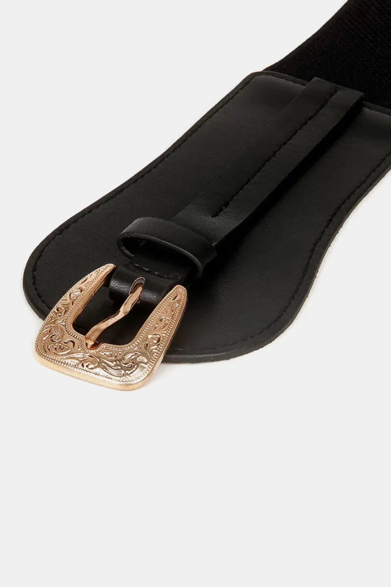 Wide Elastic Belt with Alloy Buckle - Lustreve