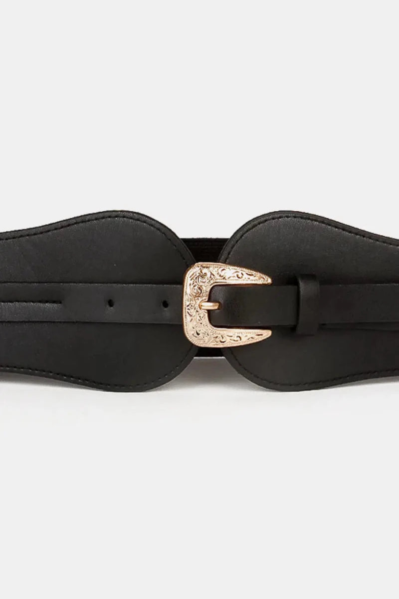 Wide Elastic Belt with Alloy Buckle - Lustreve