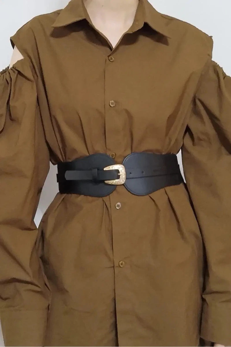Wide Elastic Belt with Alloy Buckle - Lustreve