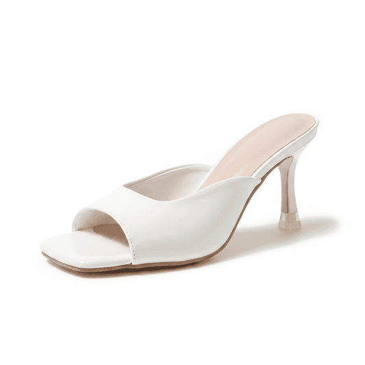 Ivory Luxe Mule Open Toe Heels