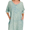 Zenana Acid - washed French Terry Tee Shirts Dress - Lustreve