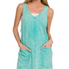 Zenana Acid Washed Overall Knit Mini Dress - Lustreve