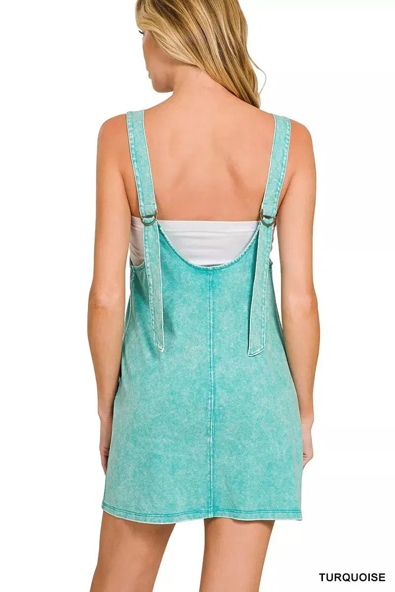 Zenana Acid Washed Overall Knit Mini Dress - Lustreve