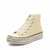 Champagne Drip Glitter Lace-Up Studded Platform Sneakers